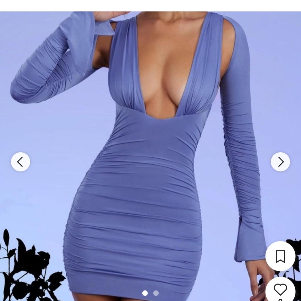 Oh Polly One Shoulder Blue Dress